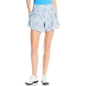 Adidas Golf Tour High Rise Pastel Floral Printed Flared Shorts 10 NWT